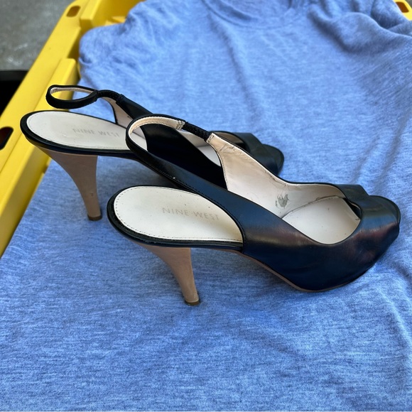 Nine West Snowball Heels Slingback Pump in Black Open Toe/Peep-toe - Picture 5 of 7